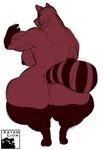  back_muscles biceps big_breasts big_butt breasts butt digitigrade female fur huge_butt mammal muscular muscular_arms muscular_female nipples paws procyonid raccoon rear_view red_fur solo thick_calves thick_tail thick_thighs triceps wide_hips xatanlion 