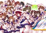  ;d araki_hina black_hair bow braid brand_new_seasons breasts brown_hair closed_eyes flag fujiwara_hajime green_eyes hair_bow hair_ornament hat highres hino_akane_(idolmaster) holding holding_flag honda_mio houjou_karen idolmaster idolmaster_cinderella_girls igarashi_kyouko kamiya_nao kitami_yuzu kohinata_miho long_hair looking_at_viewer medium_breasts misumi_(macaroni) multiple_girls murakami_tomoe necktie one_eye_closed open_mouth pina_korata red_bow red_hair seki_hiromi senkawa_chihiro shibuya_rin shimamura_uzuki short_hair short_necktie short_sleeves smile takagaki_kaede takamori_aiko thighhighs white_background white_hat white_legwear wrist_cuffs yellow_eyes 