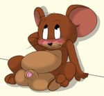  2016 balls blush grandschemetheme jerry_(tom_&amp;_jerry) male mammal mouse penis rodent simple_background solo tom_and_jerry uncut 