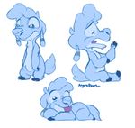  2018 alien angoraram blue_eyes blue_fur chest_tuft colored_sketch digital_drawing_(artwork) digital_media_(artwork) disney drowsy_(lilo_and_stitch) experiment_(species) fur lilo_and_stitch looking_at_viewer lying multiple_poses on_front open_mouth pose raised_inner_eyebrows signature simple_background sitting smile standing tongue tongue_out tuft white_background yawn 