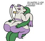  2018 anon anthro big_butt blush butt digital_media_(artwork) duo english_text female human interspecies looking_back male male/female mammal mienshao mr.under nintendo open_mouth pok&eacute;mon pok&eacute;mon_(species) red_eyes sex simple_background smile text thick_thighs video_games wide_hips 