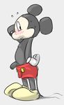  2016 blush da~blueguy disney looking_at_viewer male mammal mickey_mouse mouse penis rodent solo sweat 