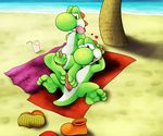  3_toes animal_genitalia beach cloaca digital_media_(artwork) duo erection feet foot_fetish footjob green_yoshi male male/male mario_bros masturbation nintendo open_mouth penile_masturbation penis sea seaside sex sky smile tapering_penis toes tongue video_games vitrex water yoshi 