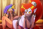  blue_skin earrings female hoop_earrings jewelry linkerluis long_hair nega-shantae pointy_ears ponytail shantae shantae_(series) smile tiara very_long_hair yellow_eyes 