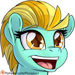  2017 alpha_channel digital_media_(artwork) equine eyelashes female friendship_is_magic hair happy headshot_portrait lightning_dust_(mlp) mammal multicolored_hair my_little_pony open_mouth open_smile patreon portrait pusspuss reaction_image simple_background smile solo transparent_background two_tone_hair 