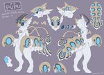  2018 ambiguous_gender anthro arthropod blue_eyes blue_markings blue_pawpads blue_tongue brown_markings crustacean eyes_closed fur hybrid marine markings mochiri model_sheet multiple_poses nude open_mouth pawpads pose purple_background shrimp simple_background solo standing tan_fur tongue tongue_out white_fur 