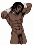  1boy abs avatar_(series) bara body_hair foreskin looking_at_viewer male_focus muscle nude penis smile solo the_legend_of_korra tonraq_(avatar) 