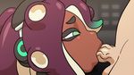  1boy 1girl animated animated_gif aqua_eyes dark_skin dynamo-x erection fellatio from_side headphones hetero iida_(splatoon) mascara oral penis purple_hair sex splatoon splatoon_2 symbol-shaped_pupils tentacle_hair veiny_penis 