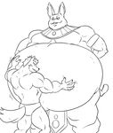  anthro belly belly_worship big_belly champa dragon_ball dragon_ball_super hyper hyper_belly larger_male male male/male overweight overweight_male piercing reagan700 simple_background size_difference 