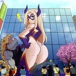  10s 1girl 6+boys animated animated_gif anus ass blonde_hair blush bodysuit boku_no_hero_academia breasts building city crowd dance from_below giantess girl_on_top horns long_hair looking_at_viewer looking_down lyotanc mark mount_lady multiple_boys outdoors pussy red_eyes sign size_difference sky solo_focus spread_legs superhero sweat taking_picture uncensored 