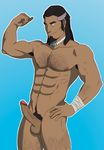  1boy abs avatar_(series) bara body_hair erection male_focus muscle nude penis presenting smile solo the_legend_of_korra tonraq_(avatar) 