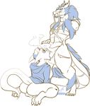  anthro balls bottomless clothed clothing dragon duo eastern_dragon erection facial_hair fellatio goatee jintonic kneeling male male/male oral scalie scar sex standing sweat thick_thighs tongue tongue_out 
