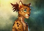  2018 anthro brown_hair digital_media_(artwork) feline fur green_eyes hair male mammal smile solo tasanko whiskers yellow_fur 