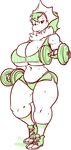  anthro big_breasts breasts clothed clothing exercise exercise_clothing female fish jintonic marine monochrome slightly_chubby solo standing sweat weightlifting workout 