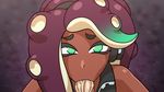  1boy 1girl :&gt;= animated animated_gif aqua_eyes dark_skin dynamo-x erection fellatio headphones hetero iida_(splatoon) looking_at_viewer mascara oral penis pov purple_hair sex splatoon splatoon_2 sucking symbol-shaped_pupils tentacle_hair veiny_penis 