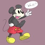  2017 anthro big_penis black_penis clothed clothing da~blueguy disney huge_penis humanoid_penis low_res male mammal mickey_mouse mostly_nude mouse penis precum rodent simple_background solo topless uncut 