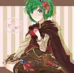  absurdres blue_eyes blush cape chocolate fire_emblem fire_emblem:_rekka_no_ken fire_emblem_heroes green_hair hairband highres looking_at_viewer nino_(fire_emblem) papapa36 short_hair skirt smile solo 