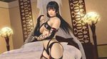  1girl 3d bed black_hair dead_or_alive dead_or_alive_xtreme_3_fortune long_hair nyotengu official_art solo tecmo 