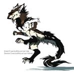  2018 4_fingers 4_toes anthro beard black_fur black_hair brown_fur brown_hair digitigrade ear_piercing facial_hair fur gloves_(marking) hair male markings multicolored_fur multicolored_hair piercing running sergal side_view sidgi slit_pupils socks_(marking) solo standing toes white_fur yellow_eyes 