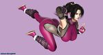 1girl 3d ass black_hair body_suit breasts brown_eyes female hand_behind_back hips huge_ass huge_breasts katana kunoichi legs long_hair ninja pink_background ponytail sandals simple_background solo soul_calibur soulcalibur_iv sword taki_(soulcalibur) the_majestic thick_thighs thighs wide_hips 