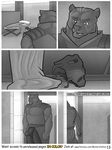  anthro bear bulge clothing comic equine erection erection_under_clothes horse male male/male mammal mask misterstallion monochrome muscular muscular_male 