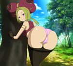  .hack// .hack//g.u. .hack//games .hack//roots 00s 1girl against_tree artist_request ass asta asta_(.hack//) bandai bare_shoulders blush breasts cameltoe come_hither cyber_connect_2 from_behind green_hair grey_eyes hat hips huge_ass large_breasts leaning leaning_forward long_hair looking_at_viewer naughty_face panties pants pants_down pink_panties ponytail shiny shiny_skin sideboob smile solo thick_thighs thighs tree wide_hips 