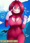  &lt;3 2018 anthro better_version_at_source big_breasts breasts crossgender dialogue digital_media_(artwork) echidna english_text female hair knuckles_the_echidna mammal meme monotreme open_mouth patreon red_skin rizkitsuneki simple_background solo sonic_(series) teeth text ugandan_knuckles 