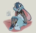  anthro blue_fur breasts clothed clothing female fur grey_background jexa lagomorph mammal nipples purple_eyes rabbit reign-2004 simple_background solo toeless_boots underwear whiskers 