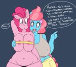  2015 anthro anthrofied apron areola big_breasts breasts clothed clothing dialogue duo earth_pony english_text equine erect_nipples female friendship_is_magic hair horse huge_breasts mammal mrs_cake_(mlp) my_little_pony nipples pink_hair pinkie_pie_(mlp) pony slightly_chubby somescrub text thong topless voluptuous 