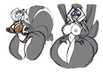  anthro big_butt blue_eyes breasts butt butt_expansion chloe chloe_sinclaire conditional_dnp expansion female fur grey_fur hair huge_butt jollyjack kevemperor long_hair mammal multicolored_fur nipples sketch skunk smile solo thick_thighs white_fur white_hair wide_hips 