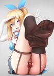  :d ass asymmetrical_legwear black_legwear blonde_hair blue_eyes blush censored crotchless_panties elbow_gloves eyebrows_visible_through_hair feet garter_straps ginhaha gloves gradient gradient_background grey_background hair_between_eyes heart heart-shaped_pupils kneehighs looking_at_viewer mirai_akari mirai_akari_project mosaic_censoring no_shoes open_mouth panties pussy side_ponytail simple_background single_kneehigh single_thighhigh smile soles solo spread_pussy symbol-shaped_pupils thighhighs toes tongue tongue_out underwear v virtual_youtuber white_gloves 