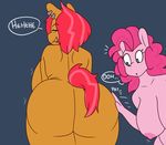  2015 aged_up anthro anthrofied areola babs_seed_(mlp)big_breasts big_breasts big_butt breasts butt dialogue duo ear_piercing earth_pony english_text equine erect_nipples eyes_closed female friendship_is_magic hair half-closed_eyes hand_on_butt horse huge_breasts huge_butt hyper hyper_breasts looking_back mammal my_little_pony nipples nude piercing pink_hair pinkie_pie_(mlp) pony rear_view side_boob simple_background somescrub text 