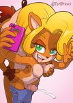  2018 anthro anthro_on_anthro bandicoot black_nose blonde_hair breast_grab breasts brother brown_hair butt butt_grab clothing coco_bandicoot crash_bandicoot crash_bandicoot_(series) cum duo female female_focus fingerless_gloves fur gloves green_eyes hair hand_on_breast hand_on_butt incest male male/female mammal marsupial naughty_face open_mouth orange_fur orgasm penis ponytail pose selfie sex sibling signature sister solo_focus the_other_half thigh_sex tongue tongue_out video_games 