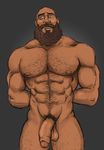  1boy abs bara beard body_hair civilization_(series) civilization_vi male_focus muscle nipples nude pecs penis restrained solo 