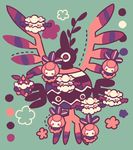  branch carbink circle cottonee dotted_line floating fluffy gen_5_pokemon gen_6_pokemon green_background leaf looking_at_viewer maru_(umc_a) no_humans no_mouth petilil pokemon pokemon_(creature) sigilyph third_eye wings 