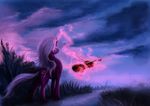  2012 ankard cutie_mark day detailed_background digital_media_(artwork) equine fan_character female feral hair horn magic mammal musical_instrument my_little_pony outside purple_hair solo standing violin 