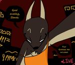  anthro avo_(weaver) canine clothing disney english_text fan_character female jackal looking_at_viewer mammal pack_street recording seductive solo text the_weaver zootopia 