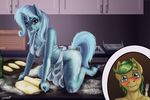  2018 anthro clothing cutie_mark earth_pony equine fan_character female fork friendship_is_magic green_hair grin hair hi_res horn horse inside kitchen looking_at_viewer mammal my_little_pony pony sa1ntmax smile trixie_(mlp) unicorn 