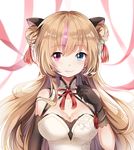  animal_ears blush bracelet breasts brown_hair cat_ears china_dress chinese_clothes cleavage cleavage_cutout commentary double_bun dress earrings eyebrows_visible_through_hair girls_frontline gloves heart heart_earrings heterochromia jewelry long_hair looking_at_viewer medium_breasts mk_23_(girls_frontline) multicolored_hair smile streaked_hair yasuna_(nanjiang) 