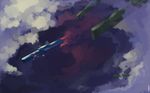  battleship cloud free_planets_alliance ginga_eiyuu_densetsu highres hyperion_(gin'eiden) military military_vehicle no_humans orleans_(kirkchn) ship space_craft warship watercraft 