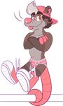  baseball_cap blep briefs brown_hair bulge clothed clothing goronic hair hat hat_backwards male mammal marsupial opossum pink_hat pink_shoes pink_underwear sneakers solo striped_underwear tongue tongue_out topless underwear 
