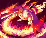 claws fire full_body gen_5_pokemon glitchedpuppet highres looking_away looking_down no_humans pokemon pokemon_(creature) reshiram solo 