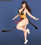  1girl asian ass bare_arms bare_shoulders bracelet braids breasts brown_eyes china_dress chinese_dress chun-li curvy hips large_breasts long_hair solo street_fighter the_majestic thick_thighs thighs wide_hips 