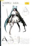  1girl artbook bandai boots breasts character_sheet digimon female katana large_breasts long_hair nun scan simple_background sistermon_ciel smile sword text_focus weapon white_background 