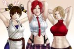  abs armpits blonde_hair blue_mary brown_hair multiple_girls navel nix_(ak-style) red_hair the_king_of_fighters vanessa_(king_of_fighters) yuri_sakazaki 