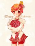  bike_shorts blush bouquet bow chocolate cowboy_shot crown flower hair_bow happy_birthday holding holding_flower kenjou_akira kirakira_precure_a_la_mode looking_at_viewer mini_crown nene_(oneoneo13) plaid plaid_skirt precure red_bow red_eyes red_flower red_hair red_rose red_shorts red_skirt rose short_hair shorts shorts_under_skirt simple_background skirt smile solo star star_in_eye symbol_in_eye very_short_hair white_background white_skirt 