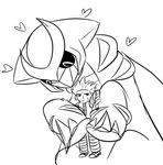 &lt;3 2017 ambiguous_gender biped black_and_white black_sclera carrying claws clothed clothing cyrus_(pokemon) digital_drawing_(artwork) digital_media_(artwork) dragon duo embrace feral frown giratina half-closed_eyes hug human in_love legendary_pok&eacute;mon looking_at_another looking_away looking_down macro male mammal monochrome nintendo nude pok&eacute;mon pok&eacute;mon_(species) simple_background sourcandy spikes sweat sweatdrop team_galactic toe_claws video_games white_background 