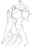  anthro big_breasts breasts clothing female greyscale hair huge_breasts lizard monochrome nipples reptile samantha_brooks sarcolopter scalie simple_background solo 