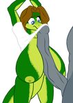  alpha_channel anthro areola big_breasts big_penis blue_eyes breasts brown_hair female green_skin hair huge_breasts huge_penis lizard male male/female nipples nude penis reptile samantha_brooks sarcolopter scalie simple_background transparent_background 