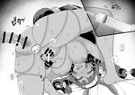  1girl after_sex ahegao anal anal_object_insertion animal_ears ass bar_censor barefoot censored cum cum_in_pussy cumdrip dark_skin earrings fate/grand_order fate_(series) greyscale hetero jackal_ears jewelry long_hair mo_(kireinamo) monochrome nitocris_(fate/grand_order) object_insertion open_mouth penis pussy saliva snot solo_focus spread_legs sweat tears tongue 